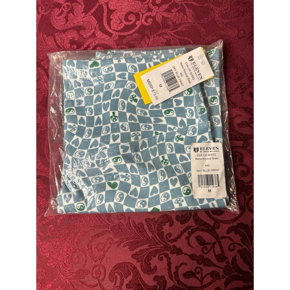 Eleven By Venus Williams Sky Blue Print Retro Revival Biker Shorts Medium- NWT - Picture 6 of 7